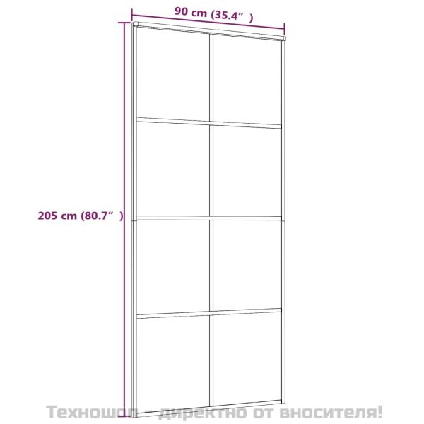Плъзгаща се врата, черна, 90x205 см, ESG стъкло и алуминий