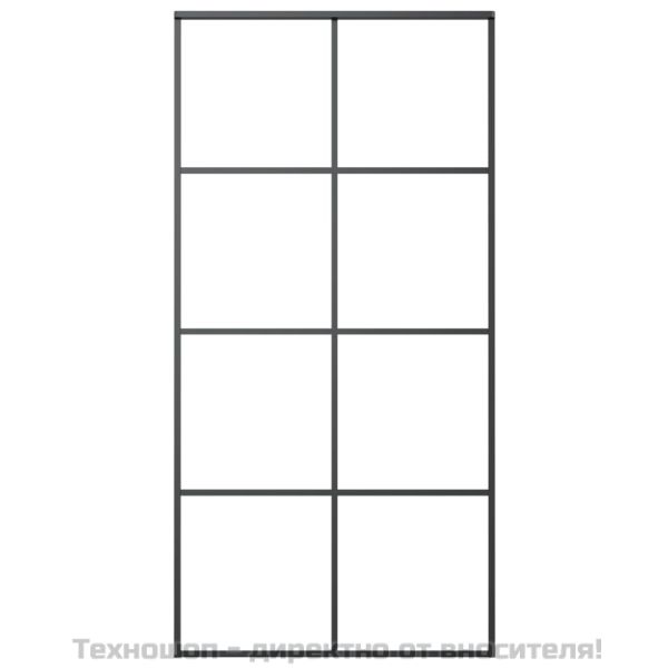 Плъзгаща се врата, черна, 102,5x205 см, ESG стъкло и алуминий