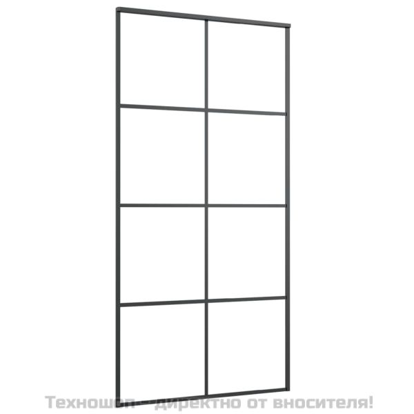 Плъзгаща се врата, черна, 102,5x205 см, ESG стъкло и алуминий