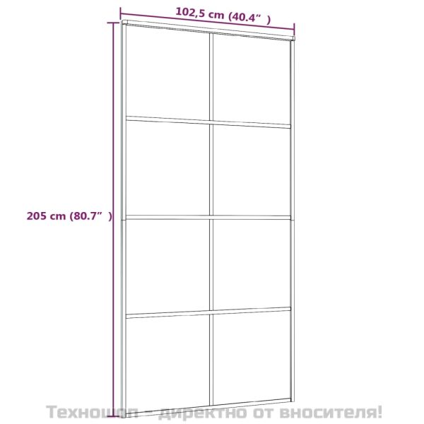 Плъзгаща се врата, черна, 102,5x205 см, ESG стъкло и алуминий