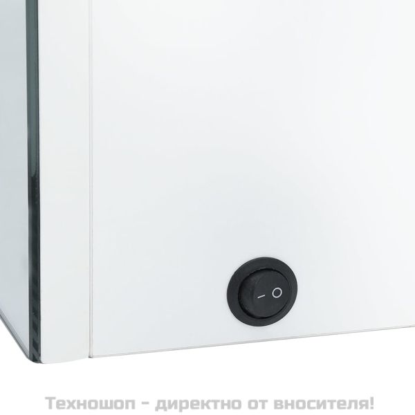 LED шкаф с огледало за баня, 89x14x62 см, блестящо бял