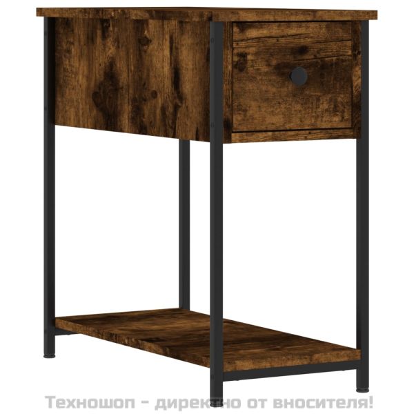 Нощно шкафче, опушен дъб, 30x60x60 см, инженерно дърво