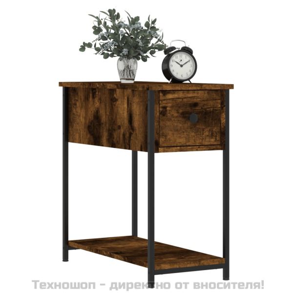 Нощно шкафче, опушен дъб, 30x60x60 см, инженерно дърво