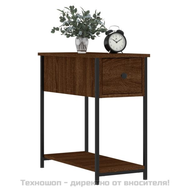 Нощно шкафче, кафяв дъб, 30x60x60 см, инженерно дърво