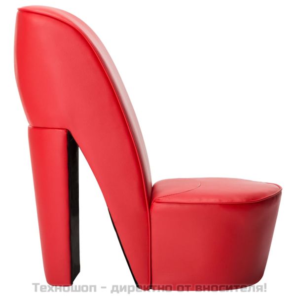 Стол във форма на обувка на висок ток, червен, изкуствена кожа
