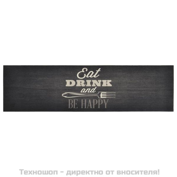 Кухненско килимче, миещо, тематично, черно, 45x150 см, кадифе