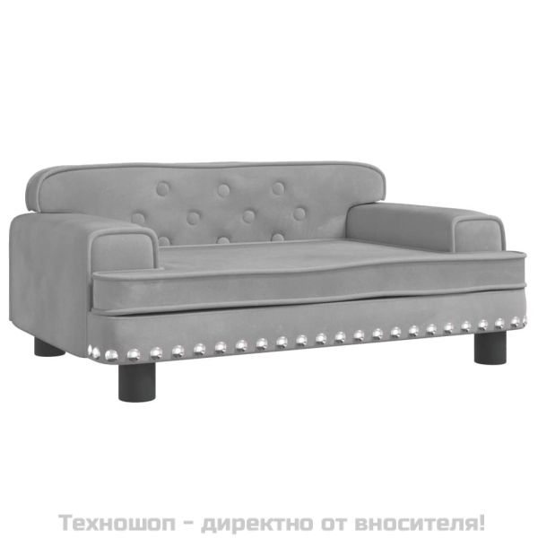 Кучешко легло светлосиво 70x45x30 см кадифе