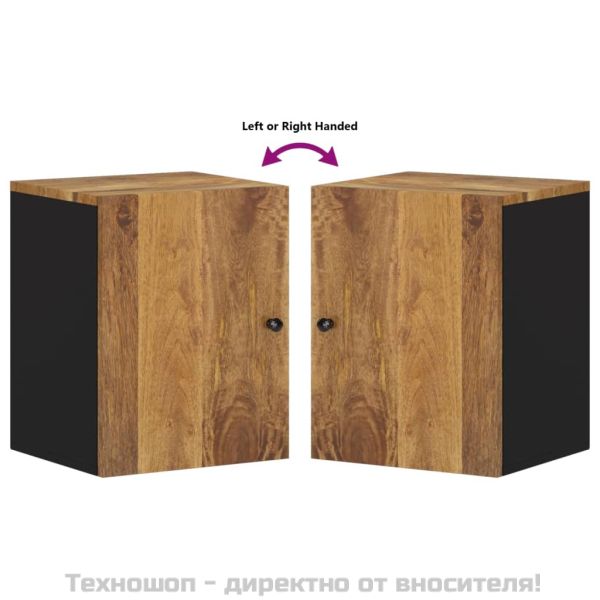 Стенен шкаф за баня 38x33x48 см масивно мангово дърво