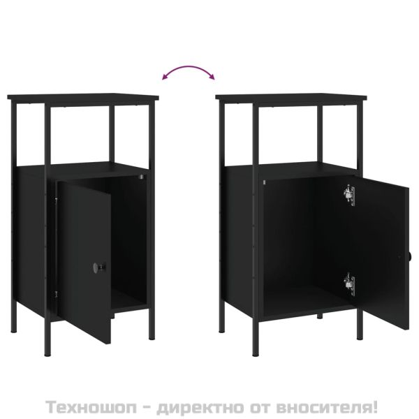 Нощно шкафче, черно, 41x31x80 cm инженерно дърво