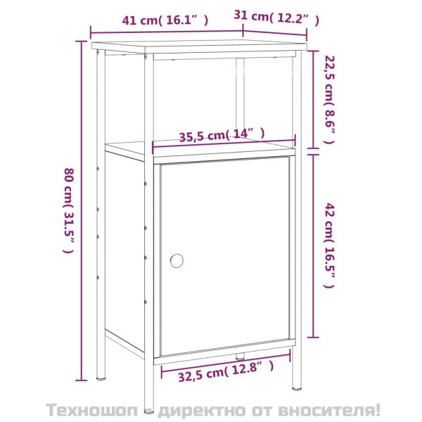 Нощно шкафче, черно, 41x31x80 cm инженерно дърво
