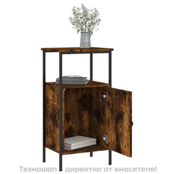 Нощно шкафче, опушен дъб, 41x31x80 см, инженерно дърво