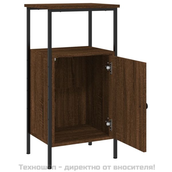 Нощно шкафче, кафяв дъб, 41x31x80 см, инженерно дърво