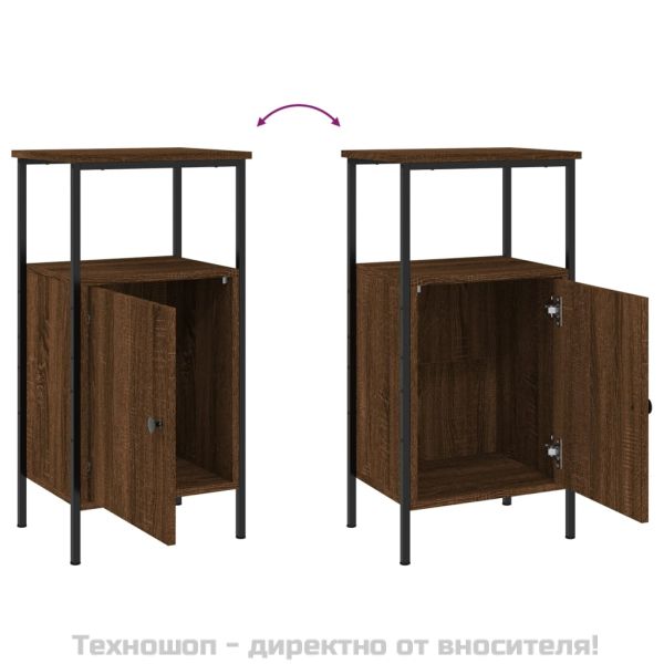 Нощно шкафче, кафяв дъб, 41x31x80 см, инженерно дърво