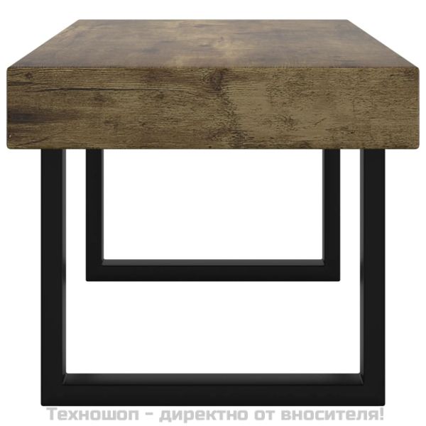 Маса за кафе, тъмнокафяво и черно, 90x45x40 см, МДФ и желязо