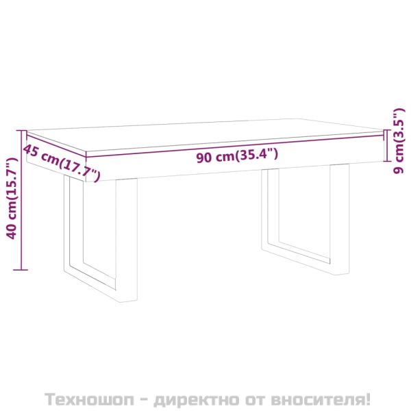Маса за кафе, тъмнокафяво и черно, 90x45x40 см, МДФ и желязо