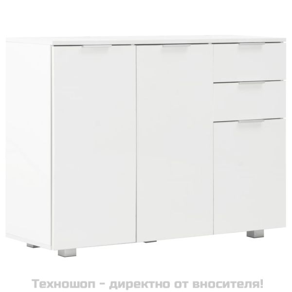 Бюфет, бяло със силен гланц, 107x35x80,5 см