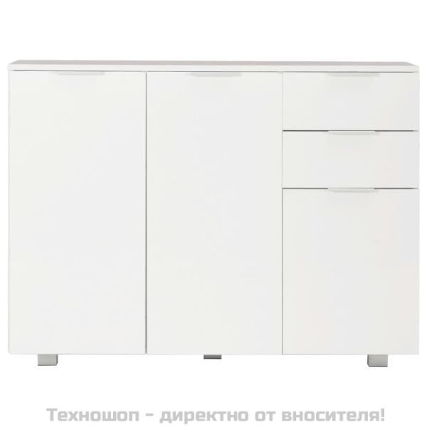 Бюфет, бяло със силен гланц, 107x35x80,5 см