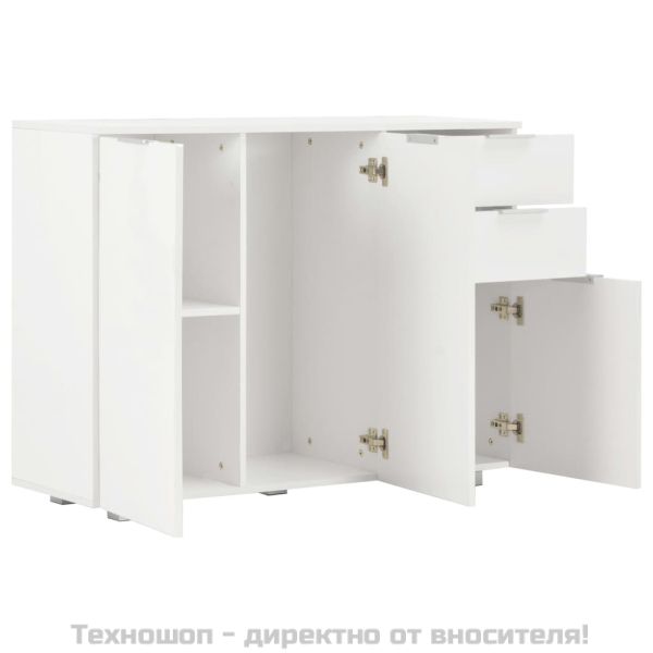 Бюфет, бяло със силен гланц, 107x35x80,5 см
