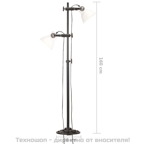 Подова лампа с 2 абажура, бяла, E27, чугун