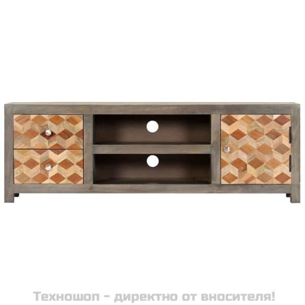 ТВ шкаф, сив, 120x30x40 см, манго масив