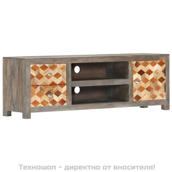 ТВ шкаф, сив, 120x30x40 см, манго масив