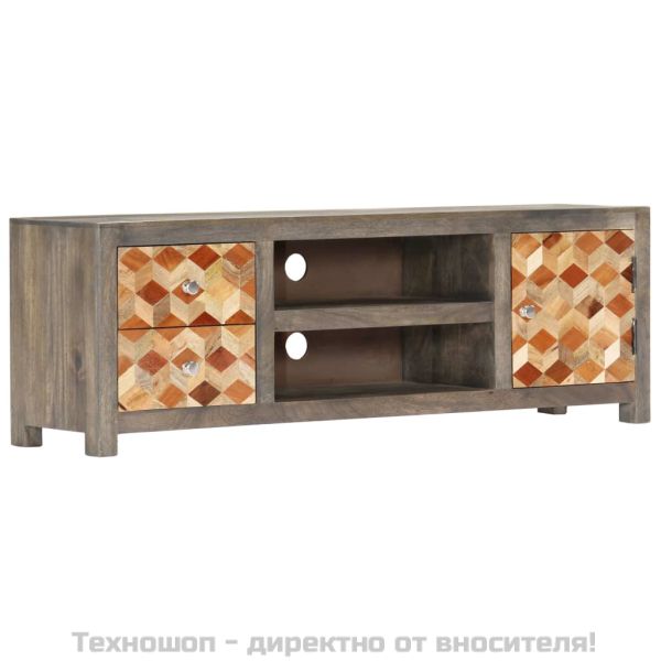 ТВ шкаф, сив, 120x30x40 см, манго масив