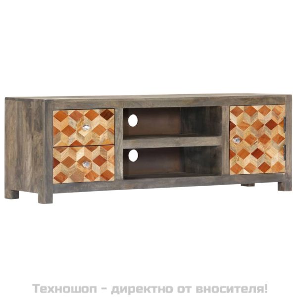 ТВ шкаф, сив, 120x30x40 см, манго масив