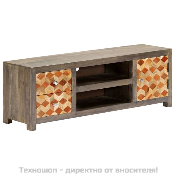 ТВ шкаф, сив, 120x30x40 см, манго масив