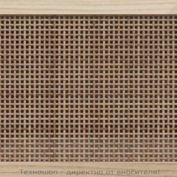 ТВ шкаф, кафяв, 105x30x40 см, бор масив и естествен ратан