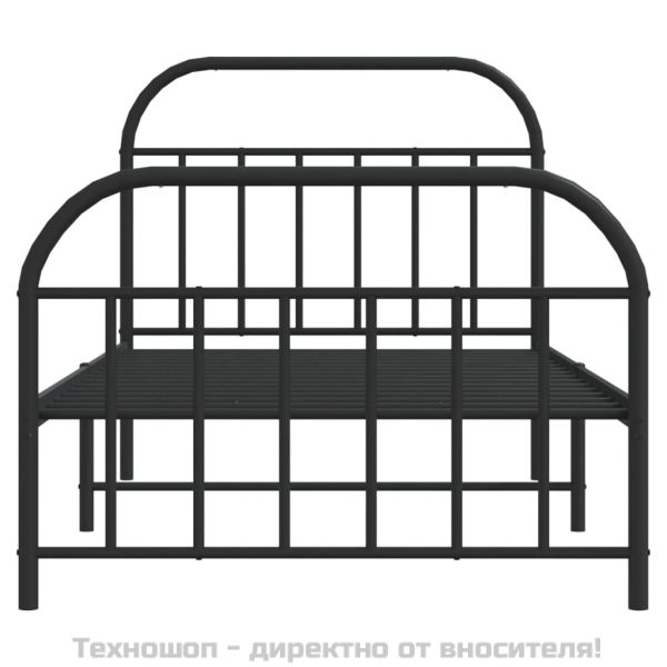 Метална рамка за легло с горна и долна табла, черна, 107x203 см