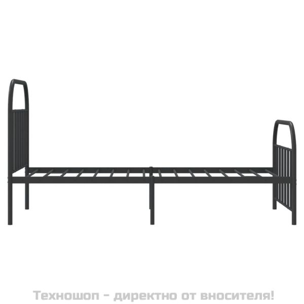 Метална рамка за легло с горна и долна табла, черна, 107x203 см