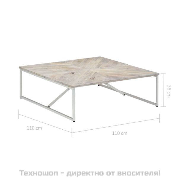 Маса за кафе, 110x110x36 см, мангово дърво масив