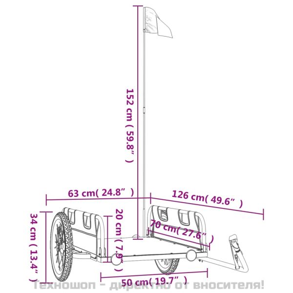 Ремарке за колело, сиво, Оксфорд плат и желязо