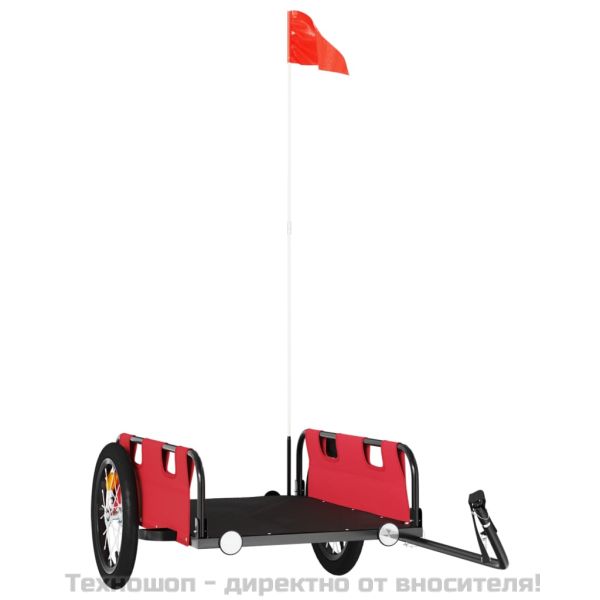 Ремарке за колело, червено, Оксфорд плат и желязо