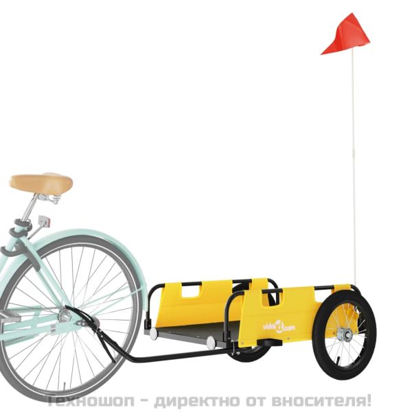 Ремарке за колело, жълто, Оксфорд плат и желязо