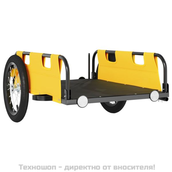 Ремарке за колело, жълто, Оксфорд плат и желязо