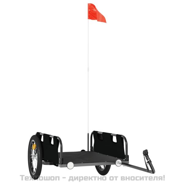 Ремарке за колело, черно, Оксфорд плат и желязо