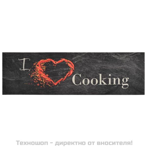 Кухненско килимче, миещо, Cooking, черно, 45x150 см, кадифе