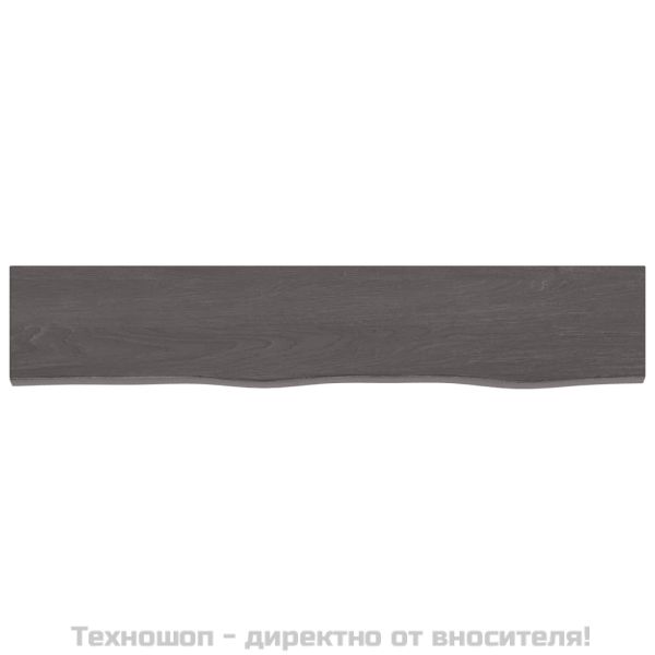 Стенен рафт тъмнокафяв 100x20x6 см обработен масивен дъб