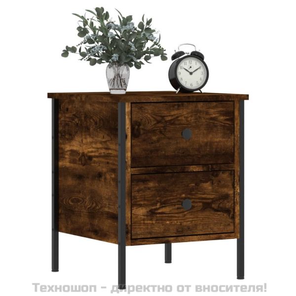 Нощно шкафче, опушен дъб, 40x42x50 см, инженерно дърво