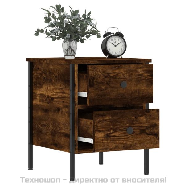 Нощно шкафче, опушен дъб, 40x42x50 см, инженерно дърво