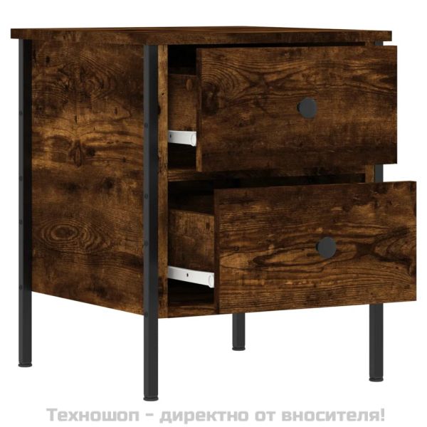 Нощно шкафче, опушен дъб, 40x42x50 см, инженерно дърво