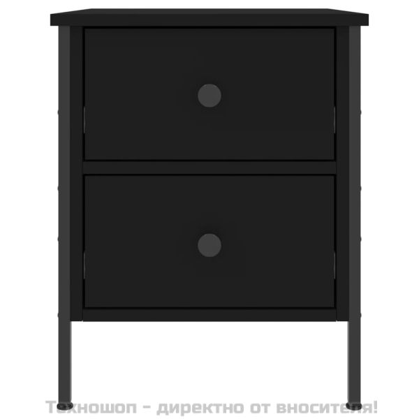Нощно шкафче, черно, 40x42x50 см, инженерно дърво