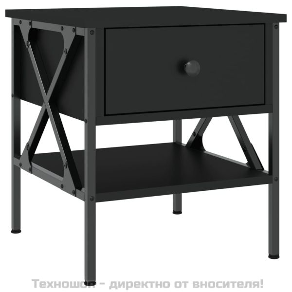 Нощна масичка, черна, 40x42x45 см, инженерно дърво