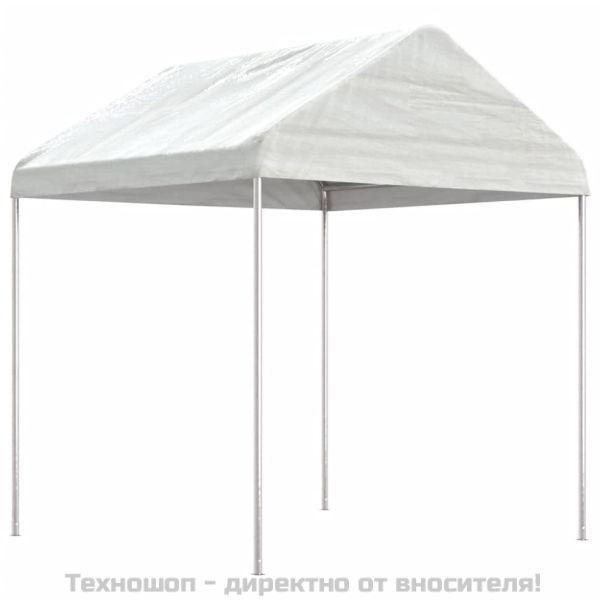 Навес с покрив бял 4,46x2,28x2,69 м полиетилен