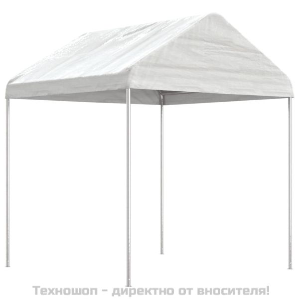 Навес с покрив бял 8,92x2,28x2,69 м полиетилен