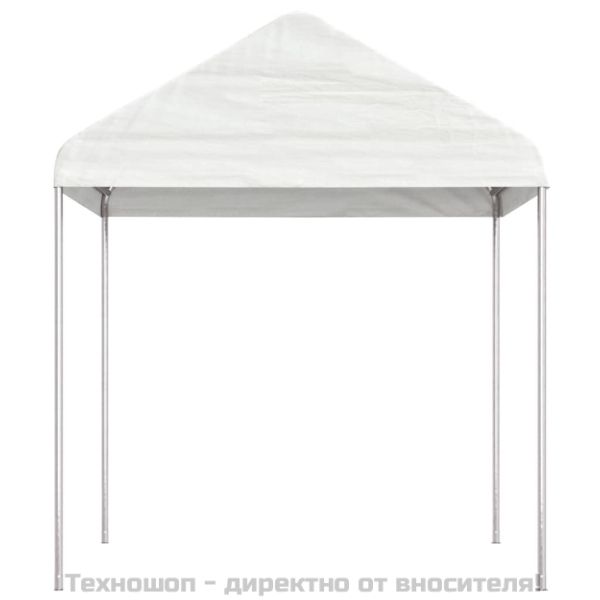 Навес с покрив бял 15,61x2,28x2,69 м полиетилен