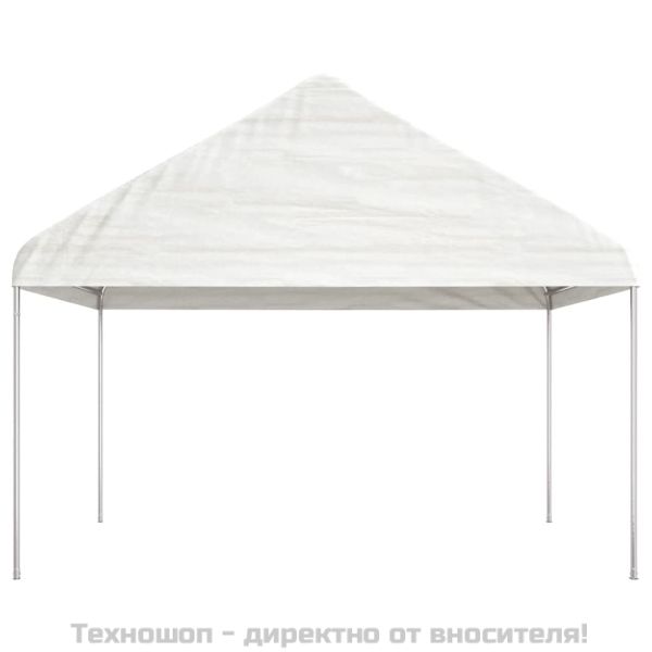 Навес с покрив бял 15,61x4,08x3,22 м полиетилен