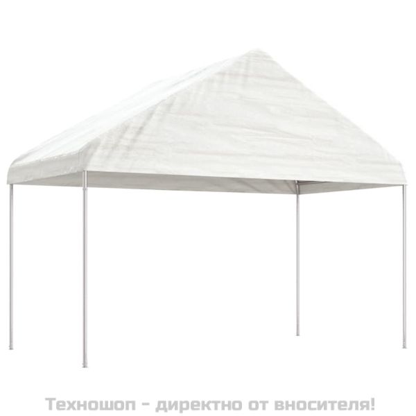 Навес с покрив бял 4,46x4,08x3,22 м полиетилен