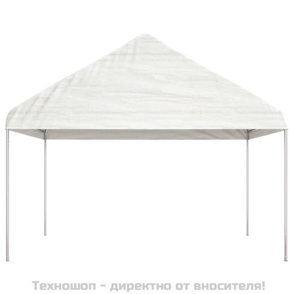 Навес с покрив бял 4,46x4,08x3,22 м полиетилен